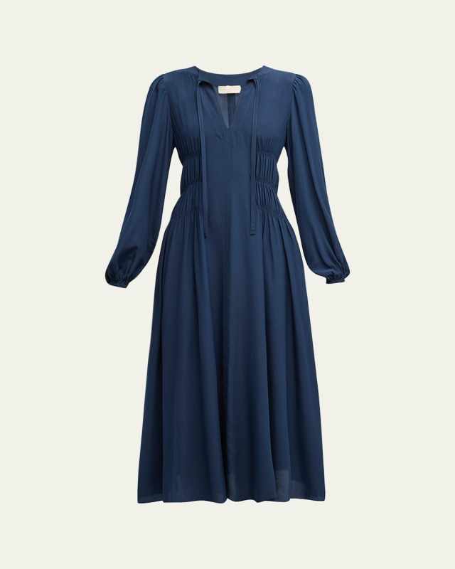 Rouen Silk Crepe De Chine Midi Dress
